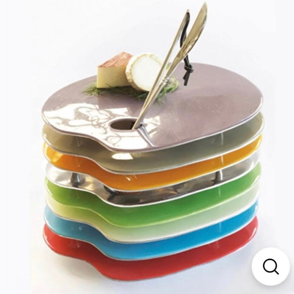 Artist Palette Cheese Serving Set- Crimson